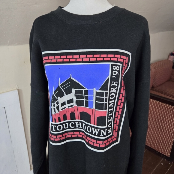 Vintage 1998 Baltimore Touchdown Stadium Sweatshirt Pro Player XL Black - Picture 2 of 11